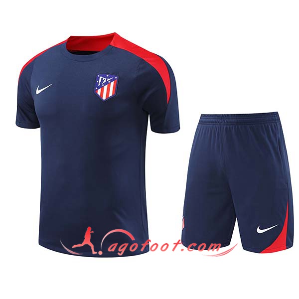 Ensemble Training T-Shirts Atletico Madrid Bleu/Rouge 2024/2025