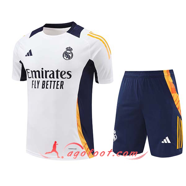 Ensemble Training T-Shirts Real Madrid Blanc/Bleu/Orange 2024/2025