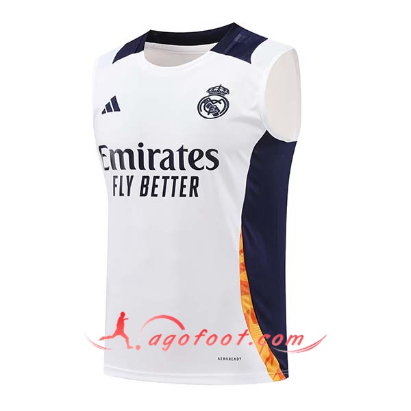 Training Debardeur Real Madrid Blanc/Bleu/Orange 2024/2025