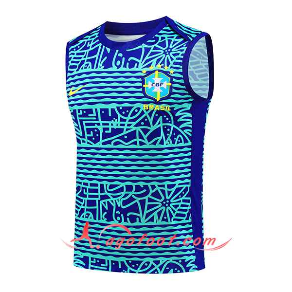 Training Debardeur Brésil Bleu/Vert 2024/2025