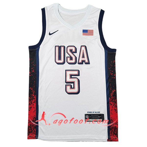 Maillot USA (EDWARDS #5) 2024/25 Blanc/Noir/Rouge