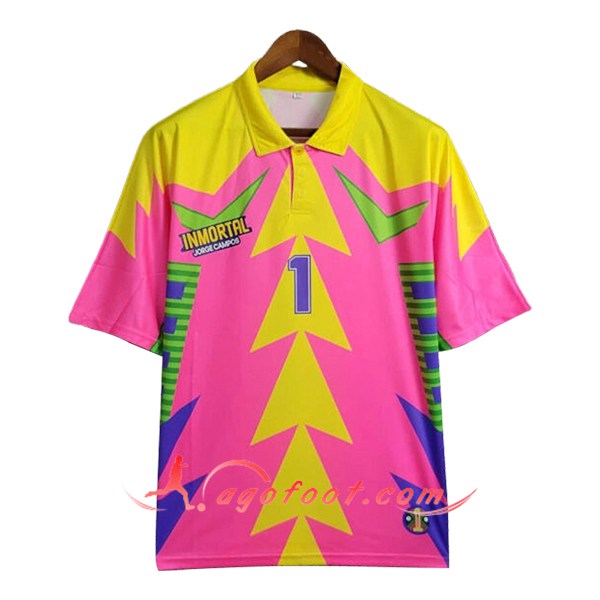 Maillot de Foot Mexique Retro Gardien De But Rose/Jaune