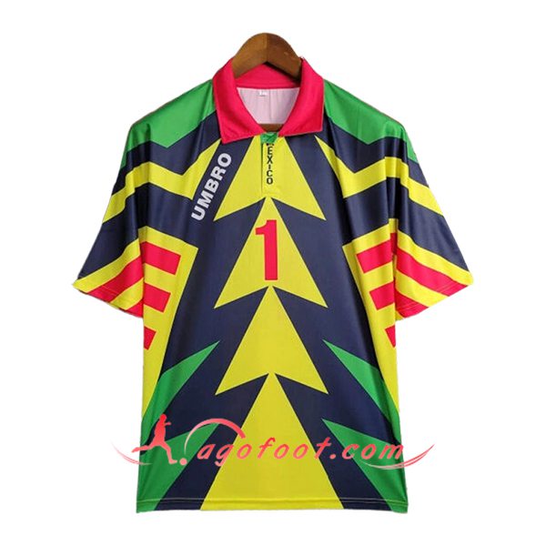 Maillot de Foot Mexique Retro Gardien De But Jaune/Bleu