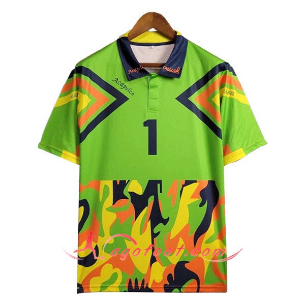 Maillot de Foot Mexique Retro Gardien De But Vert/Jaune