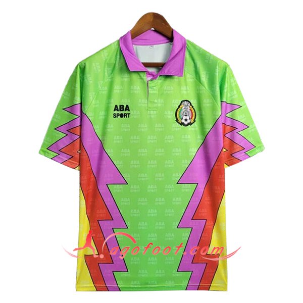 Maillot de Foot Mexique Retro Gardien De But Vert/Pourpre