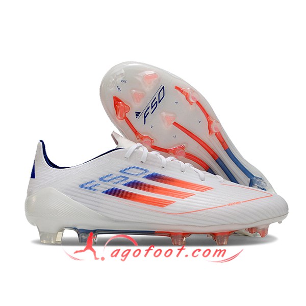 Adidas Chaussures de Foot F50 ELITE FG Blanc/Bleu/Orange