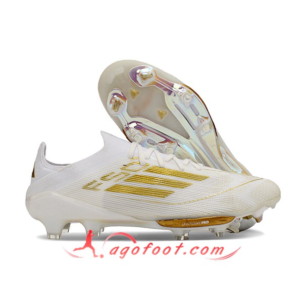 Adidas Chaussures de Foot F50+.1 FG Blanc/Jaune