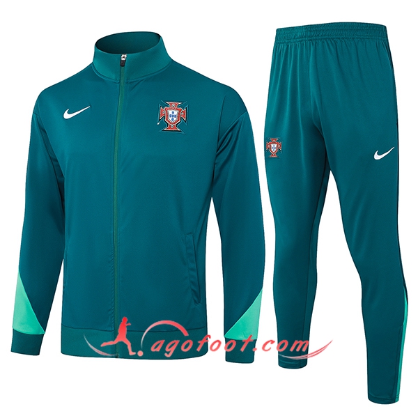 Ensemble Survetement de Foot Veste Foot Portugal Vert 2024/2025