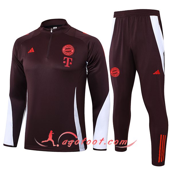 Ensemble Survetement de Foot Bayern Munich Brun/Blanc 2024/2025