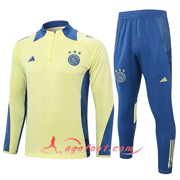 Ensemble Survetement de Foot Ajax Jaune/Bleu 2024/2025