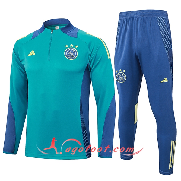 Ensemble Survetement de Foot Ajax Vert/Bleu 2024/2025