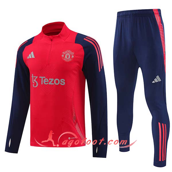 Ensemble Survetement de Foot Manchester United Rouge/Bleu 2024/2025
