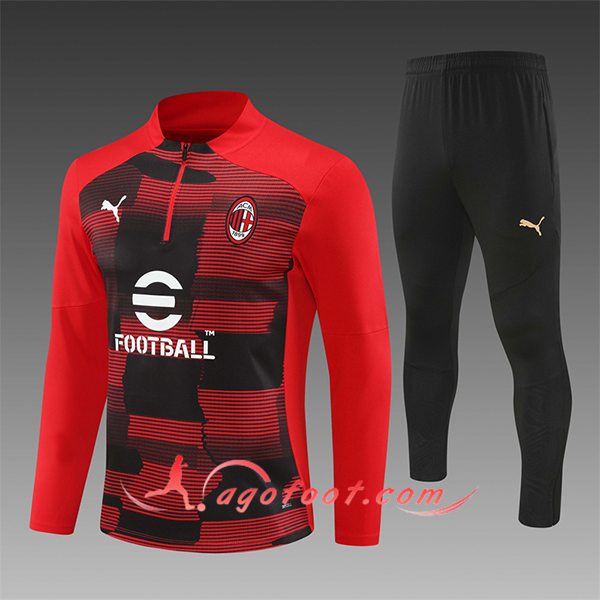 Ensemble Survetement de Foot Milan AC Enfant Rouge/Noir 2024/2025 -03