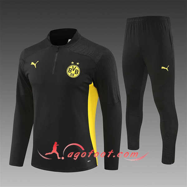 Ensemble Survetement de Foot Dortmund Enfant Noir/Jaune 2024/2025