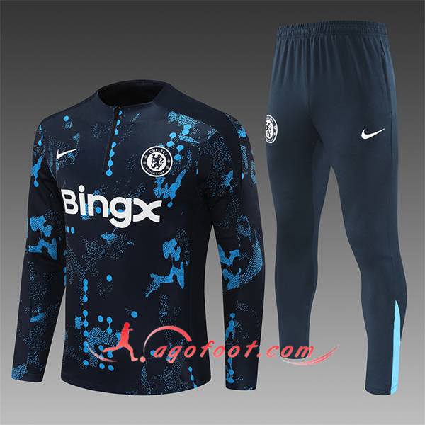 Ensemble Survetement de Foot FC Chelsea Enfant Bleu Royal 2024/2025