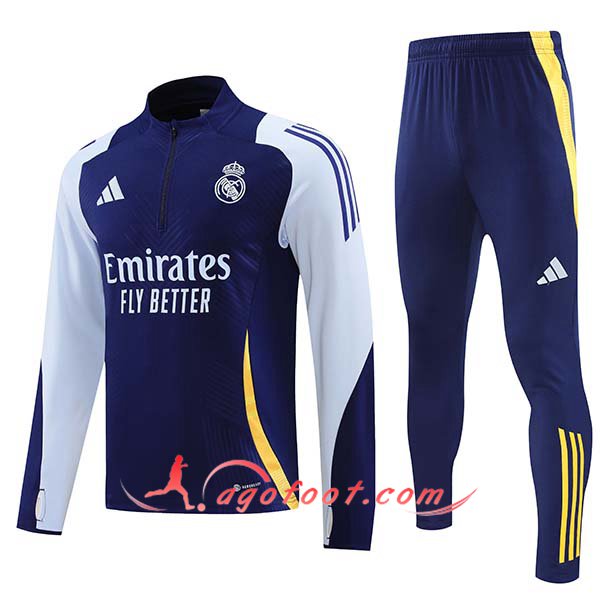 Ensemble Survetement de Foot Real Madrid Enfant Bleu/Blanc 2024/2025