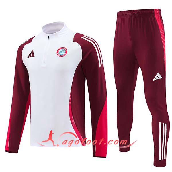 Ensemble Survetement de Foot Bayern Munich Enfant Blanc/Rouge 2024/2025