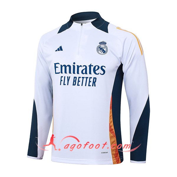Sweatshirt Training Real Madrid Blanc/Bleu/Orange 2024/2025