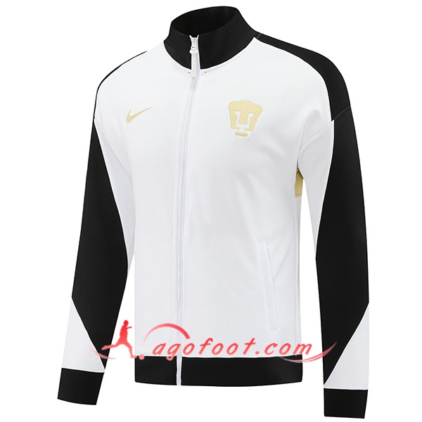 Veste Foot Pumas UNAM Blanc/Noir/Jaune 2024/2025