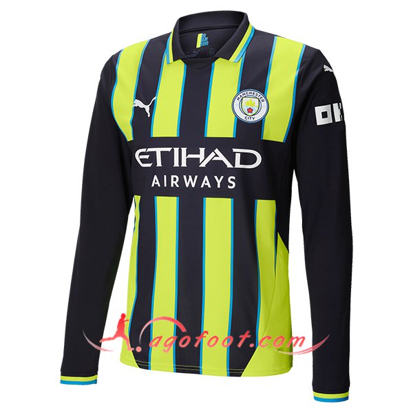 Nouveau Maillot de Foot Manchester City Manches Longues Exterieur 2024/2025