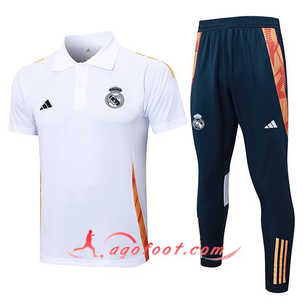 Ensemble Polo Foot Real Madrid Blanc/Orange 2024/2025