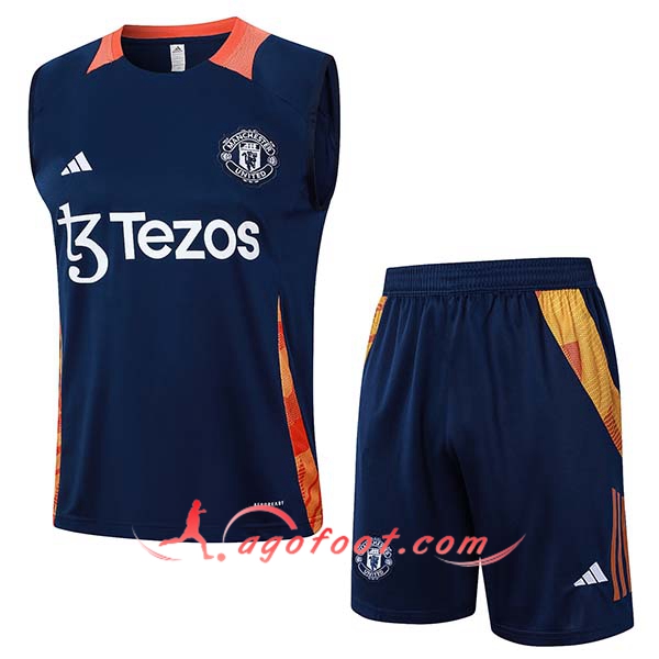 Ensemble Training Debardeur Manchester United Bleu/Orange 2024/2025
