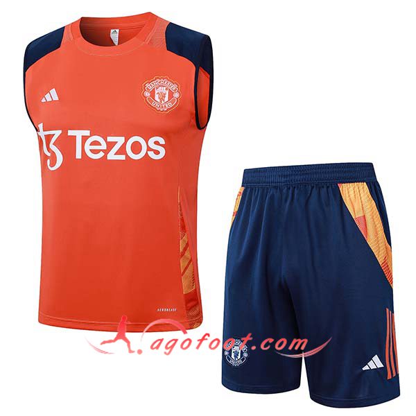 Ensemble Training Debardeur Manchester United Orange/Bleu 2024/2025