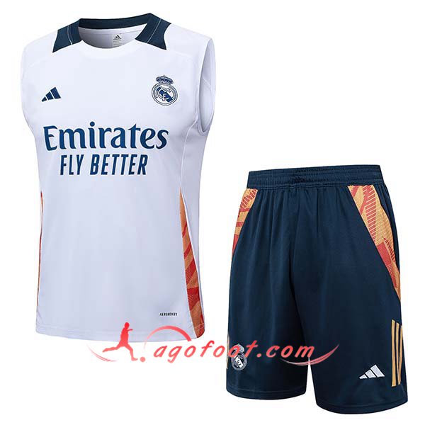 Ensemble Training Debardeur Real Madrid Blanc/Orange 2024/2025