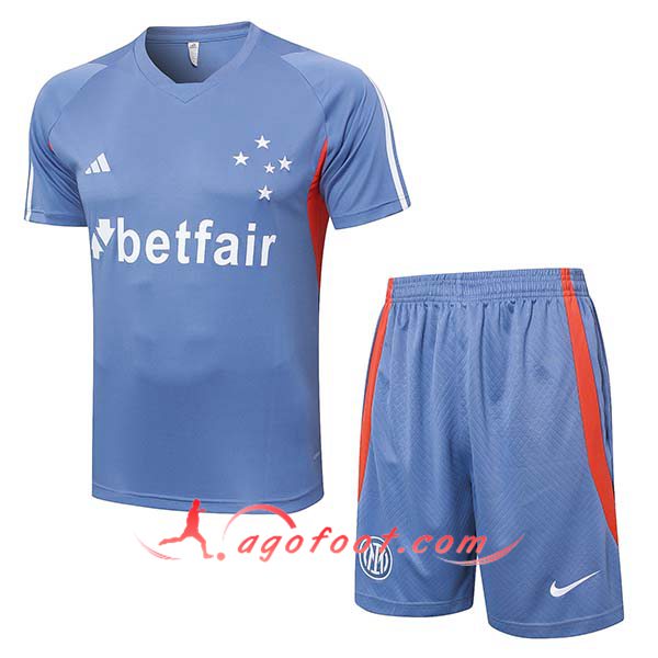 Ensemble Training T-Shirts Cruzeiro Gris/Orange 2024/2025