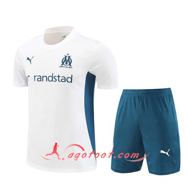 Ensemble Training T-Shirts Marseille Blanc/Vert 2024/2025