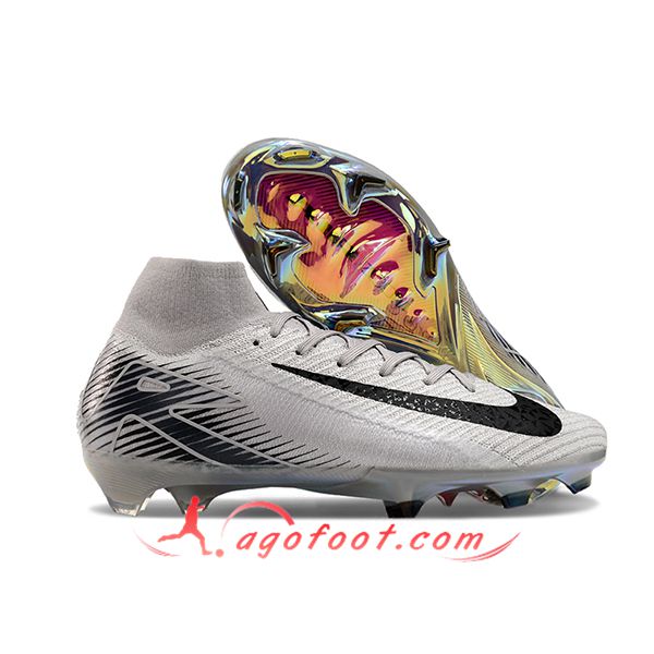 Nike Chaussures de Foot Air Zoom Mercurial Superfly IIX Elite FG Gris/Noir
