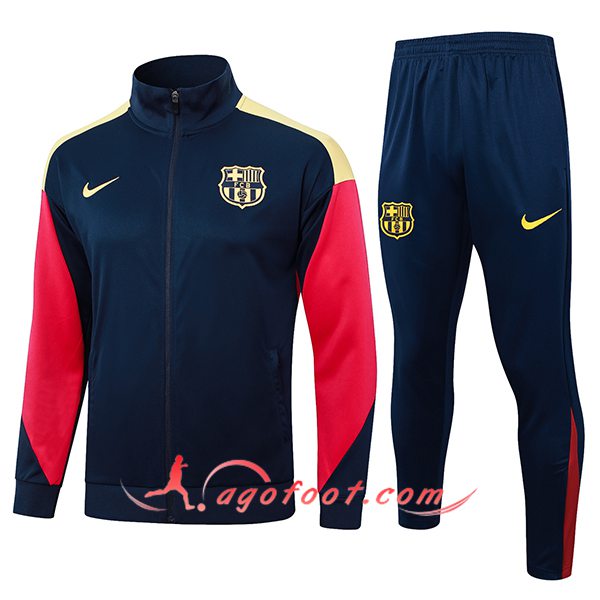 Ensemble Survetement de Foot Veste Foot FC Barcelone Bleu/Rouge/Jaune 2024/2025