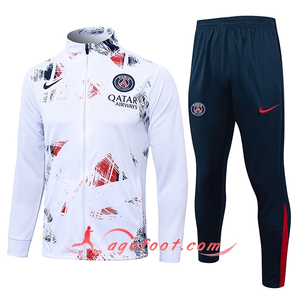 Ensemble Survetement de Foot Veste Foot PSG Blanc 2024/2025