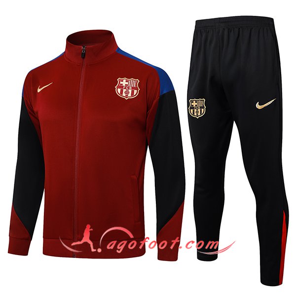 Ensemble Survetement de Foot Veste Foot FC Barcelone Rouge/Noir/Bleu 2024/2025