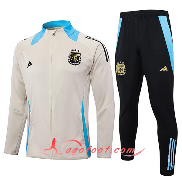 Ensemble Survetement de Foot Veste Foot Argentine Beige/Bleu 2024/2025