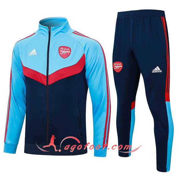 Ensemble Survetement de Foot Veste Foot Arsenal Bleu/Rouge 2024/2025