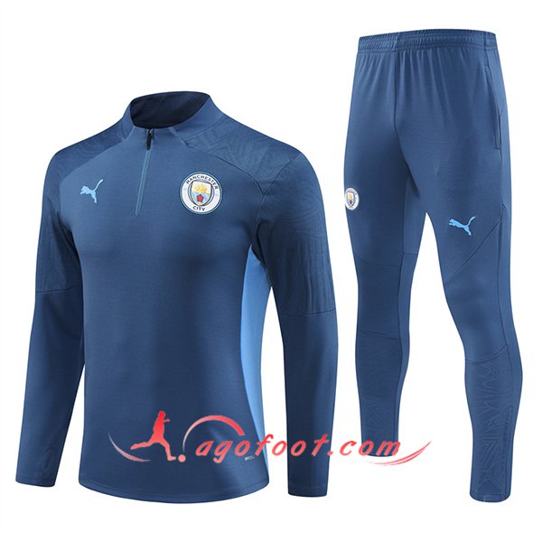Ensemble Survetement de Foot Manchester City Bleu Royal 2024/2025