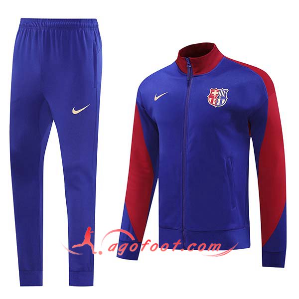 Ensemble Survetement de Foot Veste Foot FC Barcelone Pourpre/Rouge 2024/2025