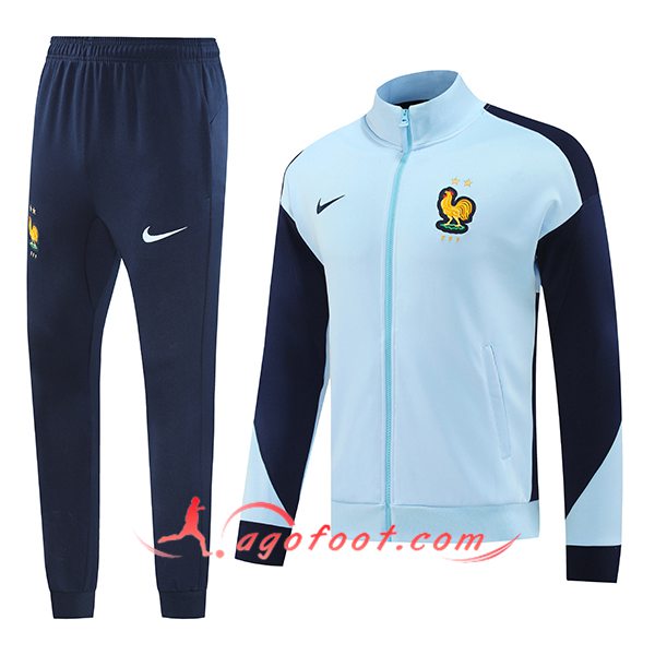 Ensemble Survetement de Foot Veste Foot France Bleu 2024/2025