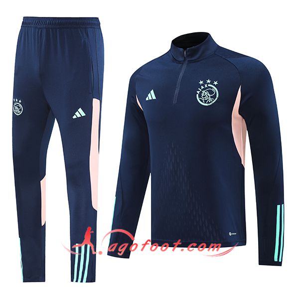 Ensemble Survetement de Foot Ajax Bleu/Rose 2024/2025