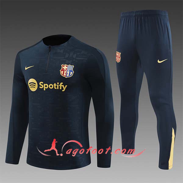 Ensemble Survetement de Foot FC Barcelone Enfant Bleu Foncé 2024/2025