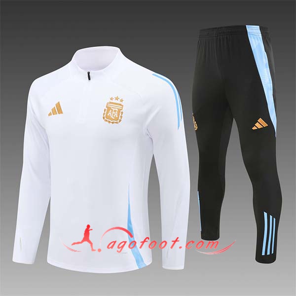 Ensemble Survetement de Foot Argentine Enfant Blanc/Bleu 2024/2025