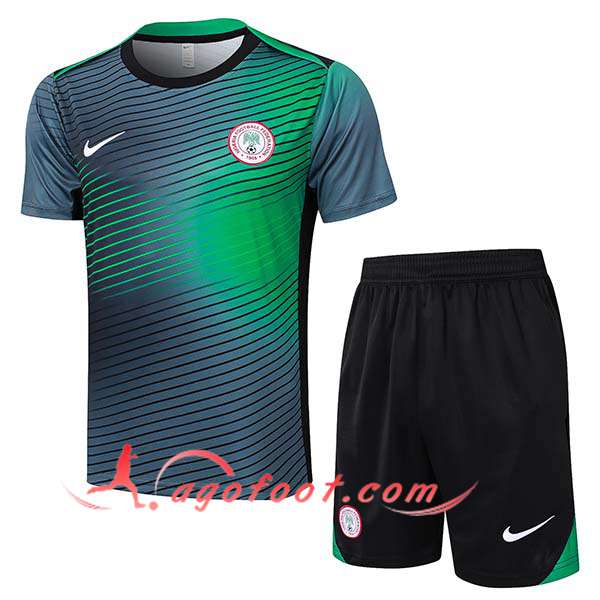Ensemble Training T-Shirts Nigeria Noir/Vert 2024/2025