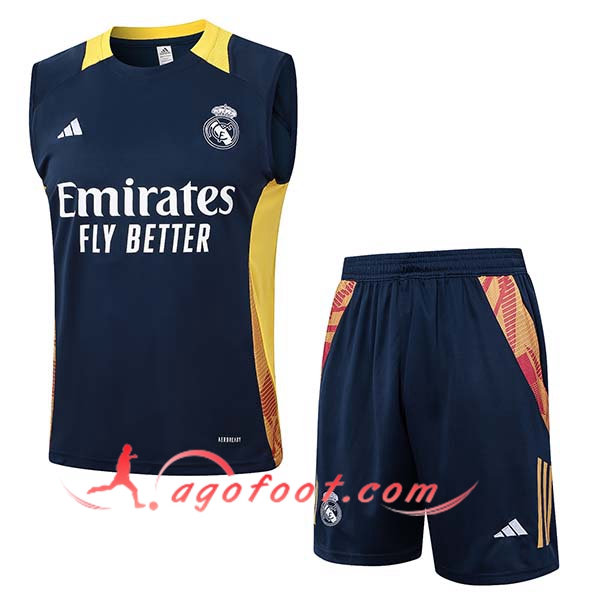 Ensemble Training Debardeur Real Madrid Bleu/Jaune 2024/2025