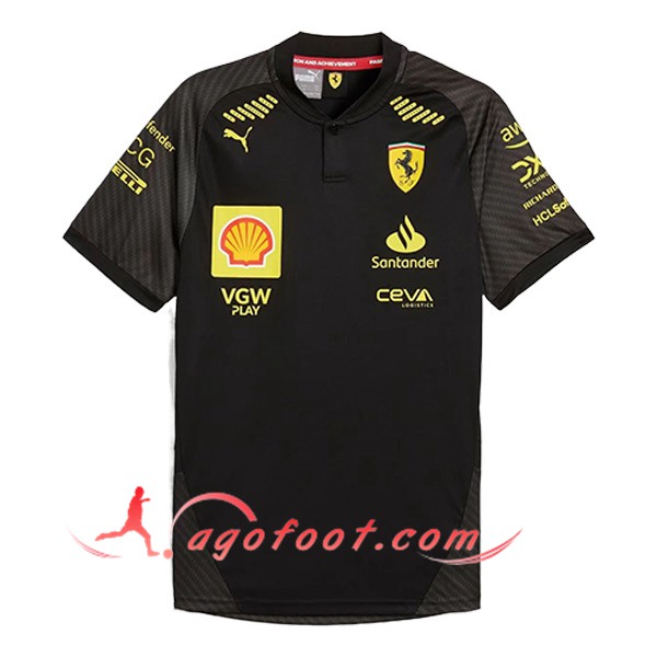 T-Shirt F1 Scuderia Ferrari Team Noir/Jaune 2024