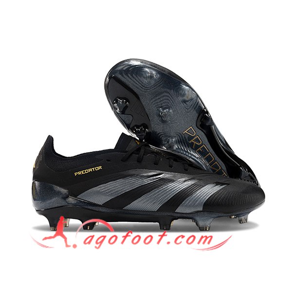 Adidas Chaussures de Foot Predator Elite FG Noir/Gris -04
