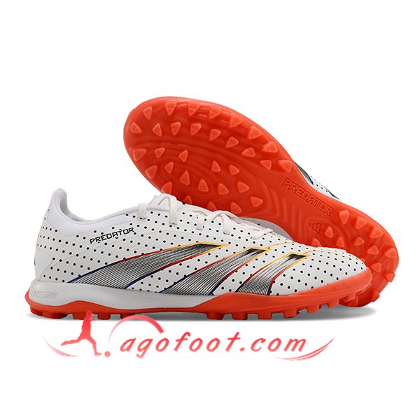Adidas Chaussures de Foot PREDATOR 24 ELITE TF BOOTS Blanc/Gris/Orange