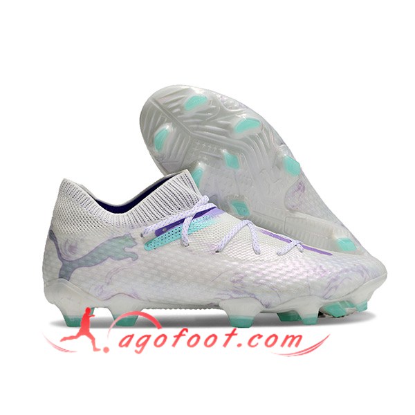 PUMA Chaussures de Foot FUTURE 7 ULTIMATE FG/AG Blanc/Vert/Pourpre