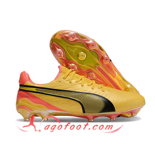 PUMA Chaussures de Foot KING FG/AG Jaune/Orange/Noir