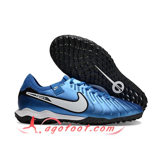 Nike Chaussures de Foot Tiempo Legend X PRO TF Bleu/Blanc/Noir